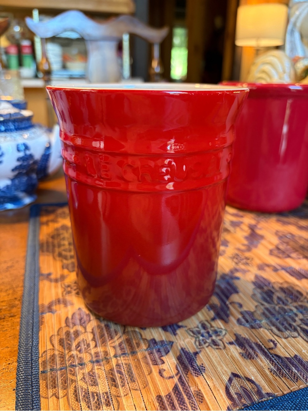 Le Creuset Red Stoneware Utensil Crock